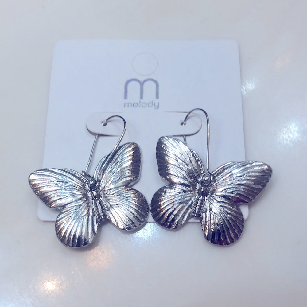 Butterfly drop earrings. NWOT